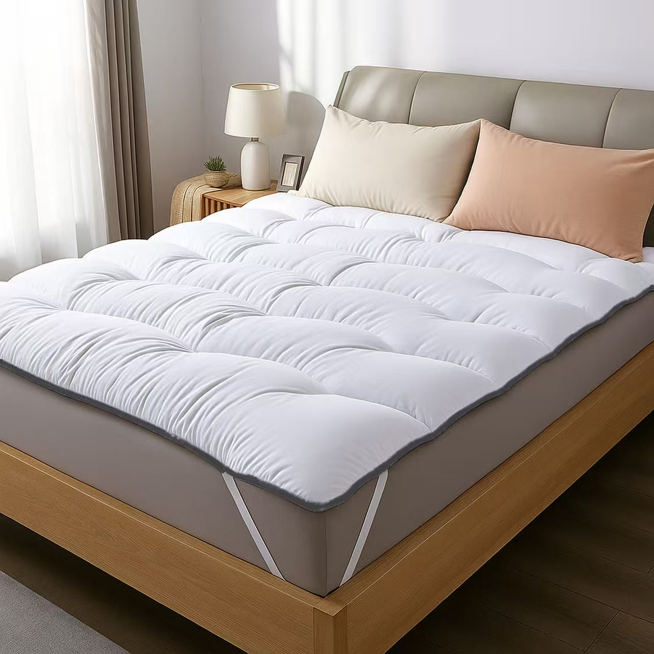 Materasso Cloud 600 Gsm Morbido e Traspirante in Fibre Vergini - Tessuto Morbido e Piacevole al Tocco, Design Ondulato Confortevole, Cinghie di Retenzione Elastiche, Lavabile in Lavatrice
