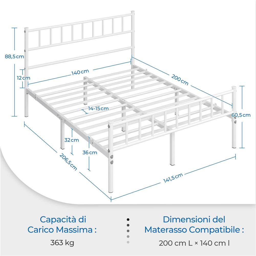 Costoffs Struttura Letto Moderno in Metallo con Testiera e Pediera con Spazio di Archiviazione per Appartamento Camera da Letto