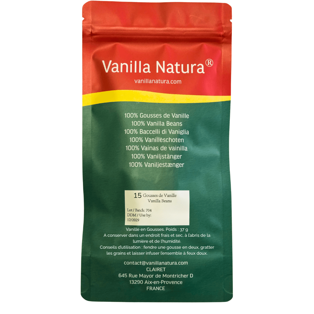 15 Baccelli di Vaniglia Grand Cru • Vaniglie di Qualità Premium • Baccello Morbido e Carnoso • Lunga conservazione • Bacche Selezione Prestige di Vanilla Natura