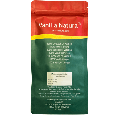 15 Baccelli di Vaniglia Grand Cru • Vaniglie di Qualità Premium • Baccello Morbido e Carnoso • Lunga conservazione • Bacche Selezione Prestige di Vanilla Natura