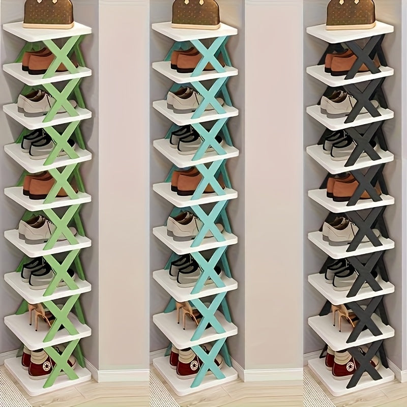 Scaffale Angolare per Scarpe Risparmio Spazio - Alto e Stretto 6/9 Ripiani in Plastica Resistente per 6/9 Paia di Scarpe e Stivali, Soluzione Multiuso per Ingresso, Armadio, Garage, Soggiorno, Organizzatore per Scarpe da Casa, Scaffale Autoportante