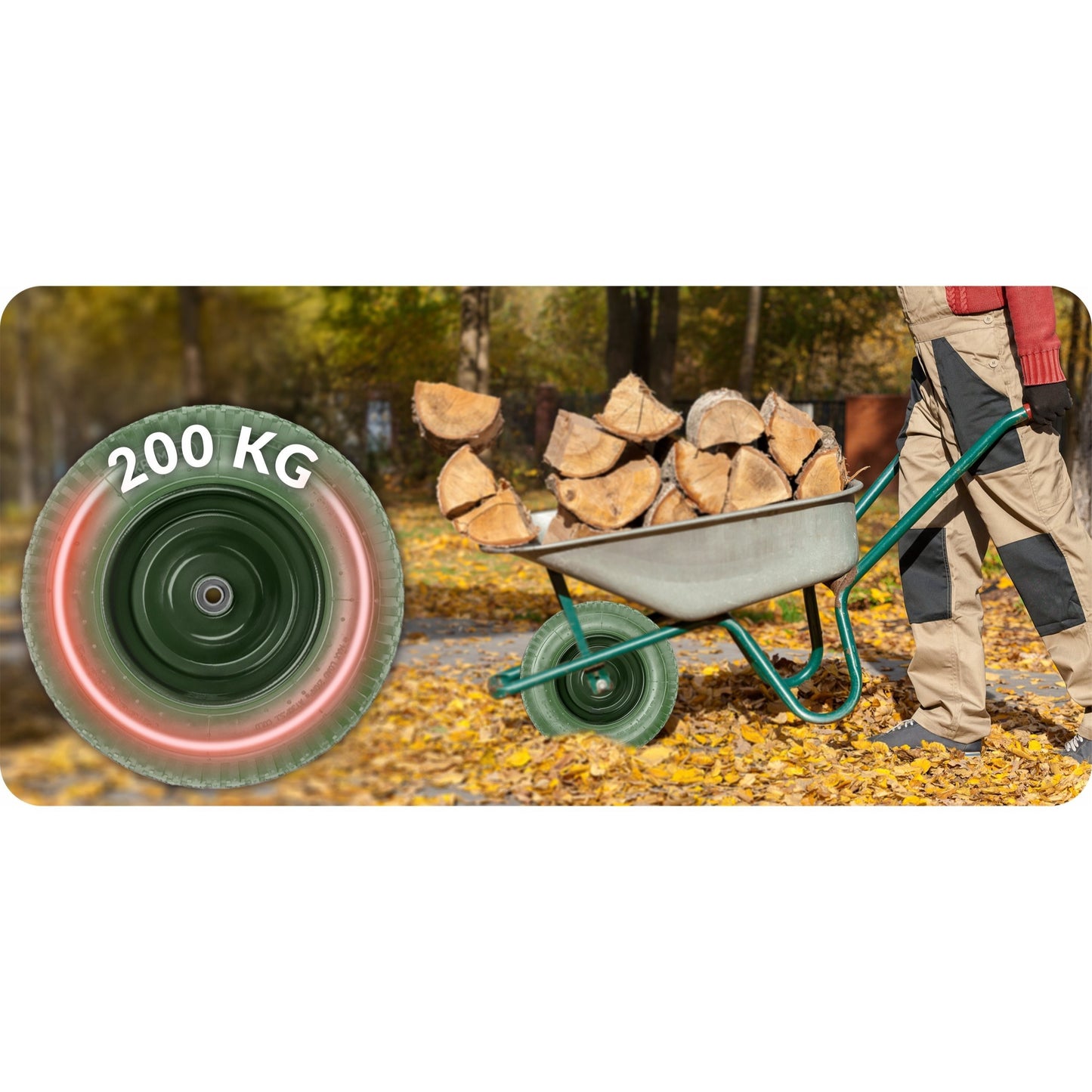 RUOTA PER ASTA 4.80/4.00-8 PNEUMATICA TUBOLESSA FULL + ASSE