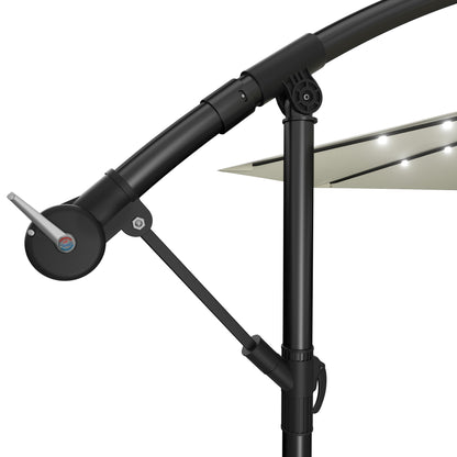 Ombrellone da giardino 3/3.5M, rotazione a 360°, con inclinazione a manovella a 45° per patio, piscina, balcone, con LED solare