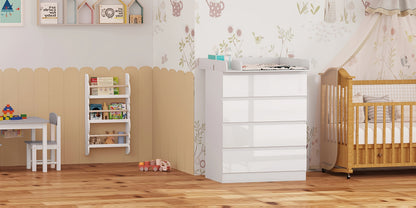Unità di cassetti da 1 pezzo con 4 grandi cassetti, utilizzabili come organizer o comò, mobilia per la casa con ripiani rimovibili, tavolino da notte, camera da letto, soggiorno, bagno, bianco, 110x80x75 cm, decorazione pasquale, regalo per la Festa della