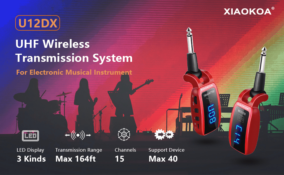 Sistema per chitarra wireless UHF Trasmettitore ricevitore wireless per chitarra elettrica e basso