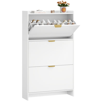 Scarpiera a 3 Ante, Scaffale Porta Scarpe, Scarpiera Stretta, Regolabile, Porta Scarpe, 18-24 Paia, Grande Capacità per Ingresso, Corridoio, Guardaroba, 24 X 76 X 138 Cm, Bianco