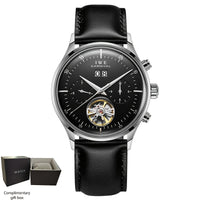 Cassa argento + quadrante nero + cintura in pelle
