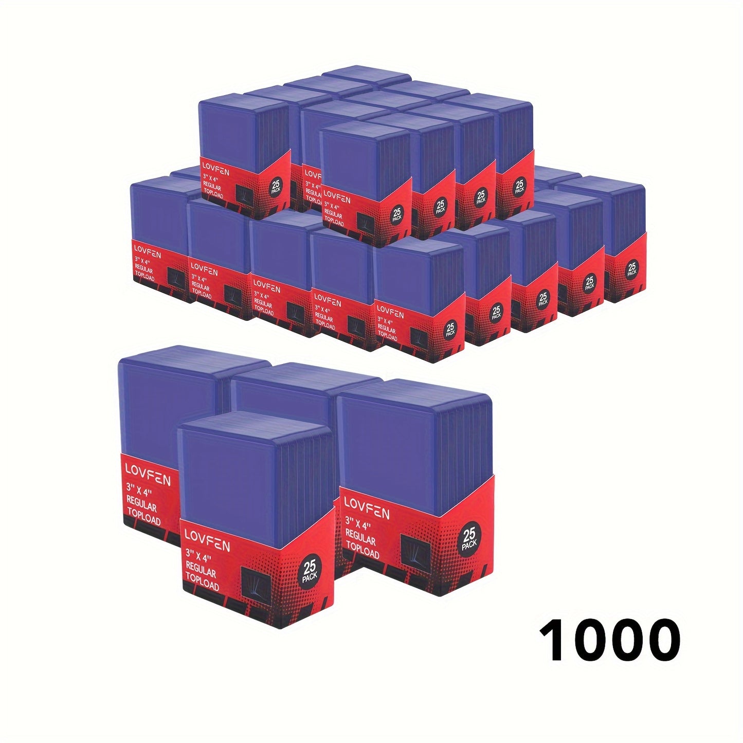 LOVFEN - 35pt Top Load per Carte - Confezione da 1000 (40x25 Pacchi) - Misura Standard 7,62x10,16 cm - Proteggi le Tue Carte da Baseball e Sportive con Queste Custodie Protettive in Plastica Trasparente e Rigida