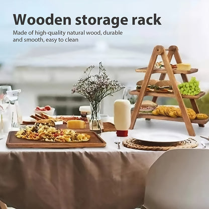 Scaffale a tre strati in legno massello per verdure e alimenti, vassoi in legno per organizzare oggetti, adatto per ristoranti di hot pot e cucine di hotel, decorazioni autunnali per la casa, decorazioni natalizie e di Halloween, regali per famiglia e ami