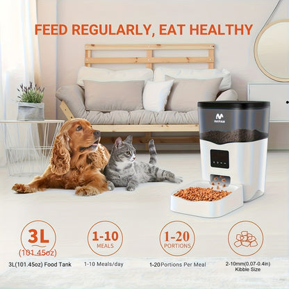 IMIPAW 3L Distributore Automatico di Cibo per Animali Domestici Smart WiFi - Dispenser di Cibo per Gatti e Cani con Controllo App, Fino a 20 Pasti al Giorno, Alimentato tramite USB, Senza Batteria