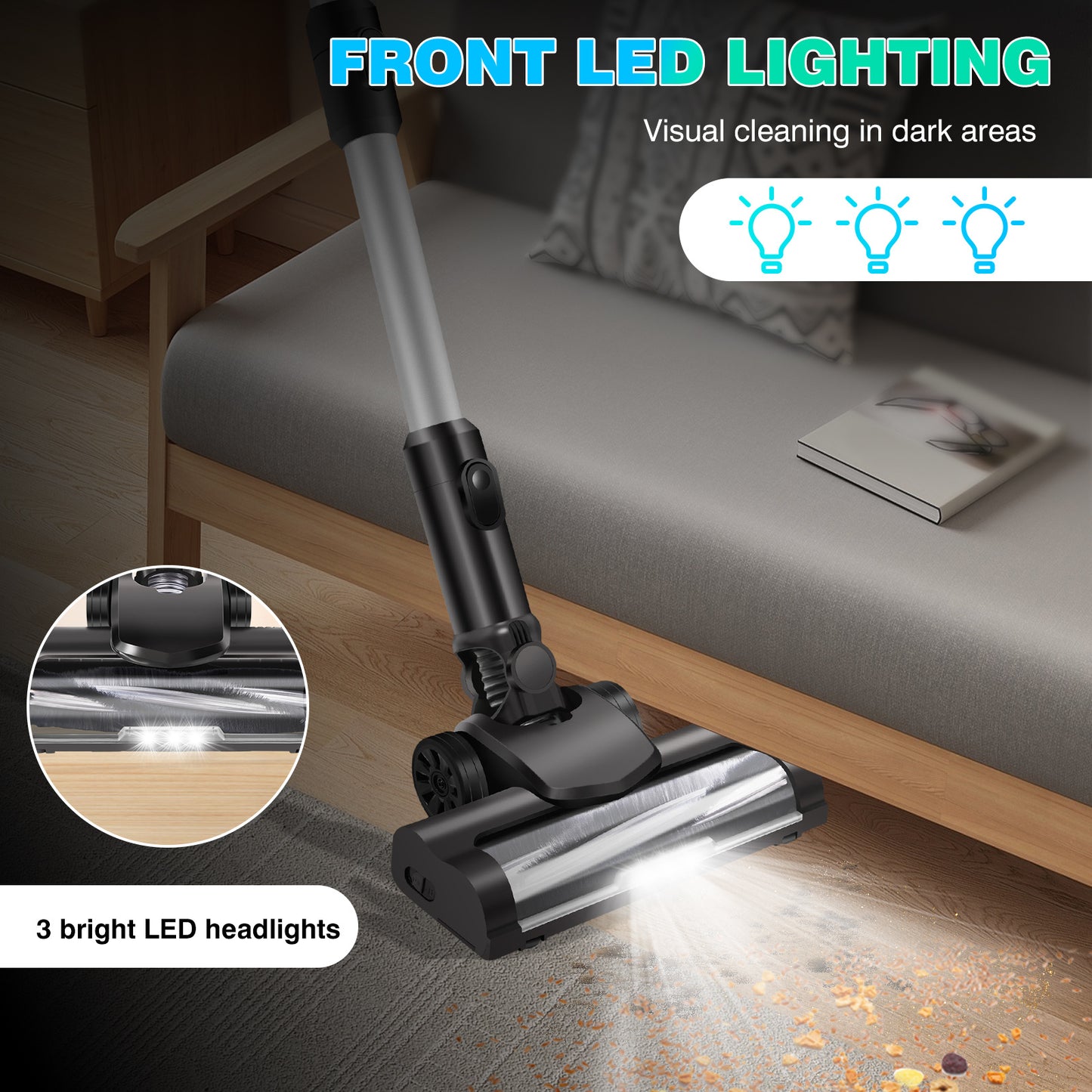 Aspirapolvere multifunzione senza sacco e senza fili, 1x o 2x batteria, aspirapolvere a bastone leggero, mocio senza fili, aspirapolvere con display a LED, autonomia, aspirapolvere verticale autoportante, aspirapolvere portatile leggero per la pulizia di
