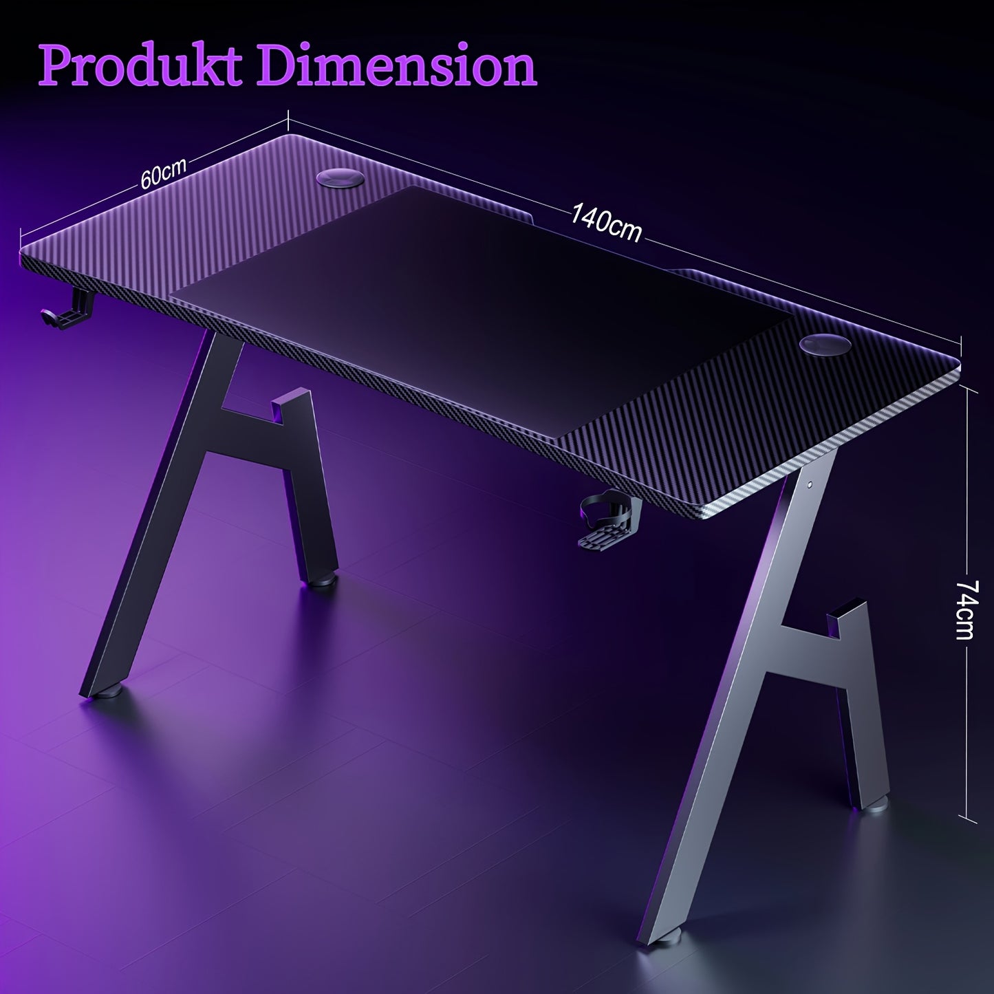 Scrivania da gaming 80/100 cm con superficie in fibra di carbonio, scrivania per computer a forma di A, tavolo da gaming, workstation ergonomico per pz, mobili per la casa, scrivania per l'ufficio domestico, regalo per uomo, locale