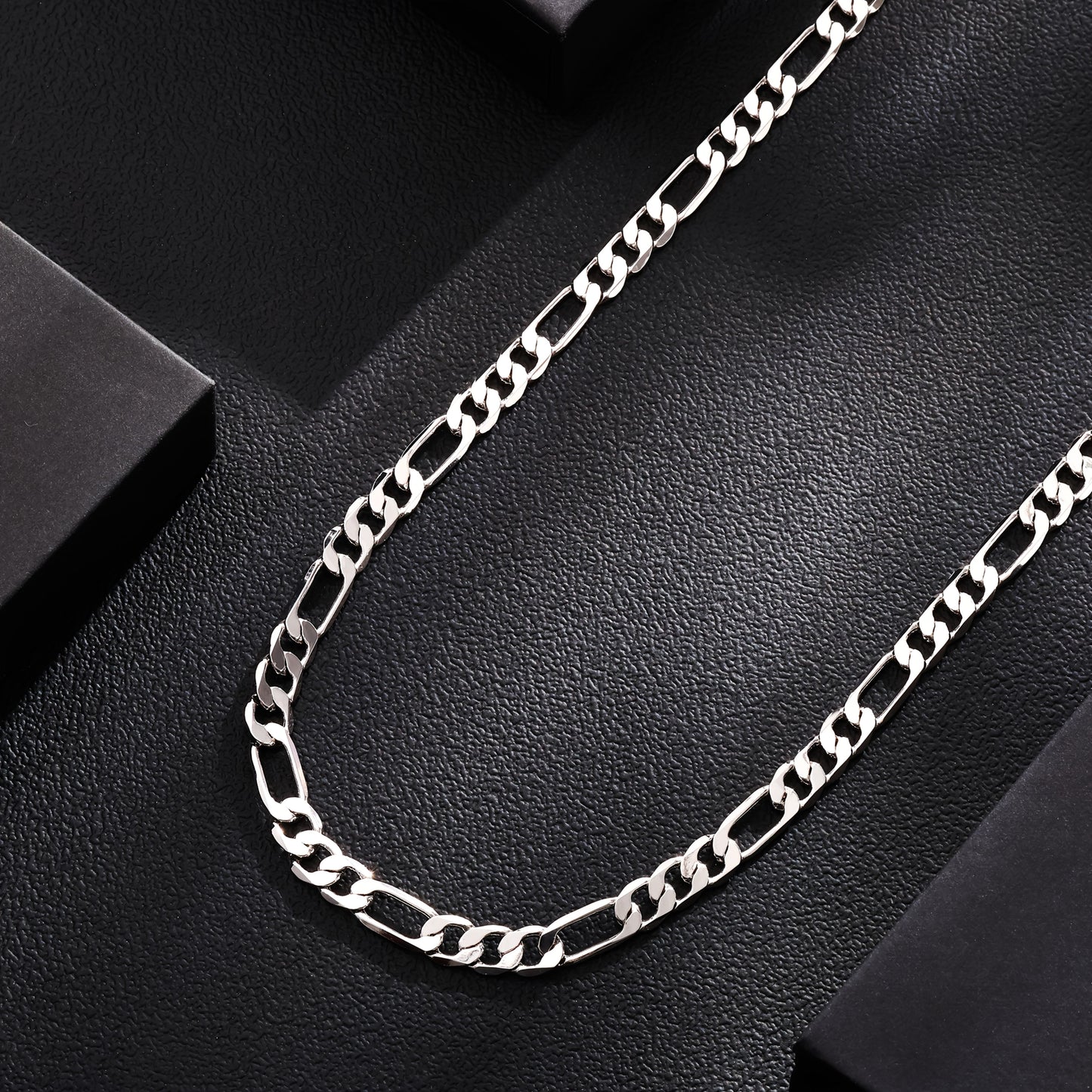 ARTPAGE Catena Argentata 925 Sterling 925 Collana Placcata Argento Moda Figaro Collana Argentata Stile  Fashion Charm Regalo Unisex per Uomini San Valentino Festa del Papà Compleanno Natale con Scatola Regalo
