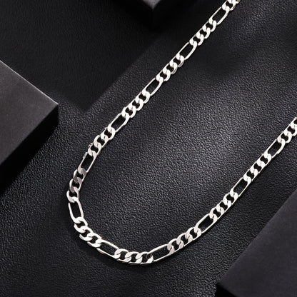 ARTPAGE Catena Argentata 925 Sterling 925 Collana Placcata Argento Moda Figaro Collana Argentata Stile  Fashion Charm Regalo Unisex per Uomini San Valentino Festa del Papà Compleanno Natale con Scatola Regalo