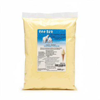 Hopser Funfood Polvere per Gelato Soft Serve alla Vaniglia 1 kg – Polvere Crema per Gelato Soft Serve per Macchina per Gelato | Cool Freeze Power-Soft-Plus | Prodotto in Germania Vaniglia
