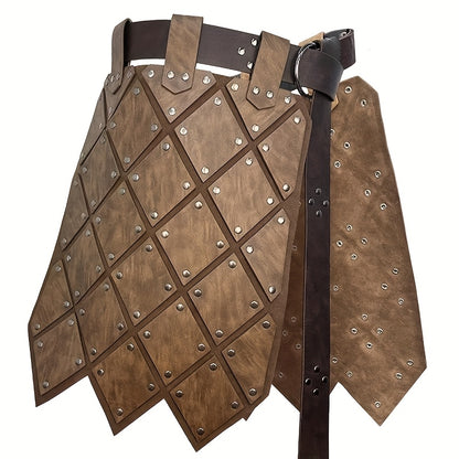 Armatura Medievale in Finta Pelle per Coscia e Vita con Cintura - Gonna Protettiva Medievale Doppia Faccia per Combattimenti LARP, Fiere Rinascimentali - Costume da Cavaliere e Mercenario per Halloween, Natale, Mardi Gras - Resistente e Facile da Mantener
