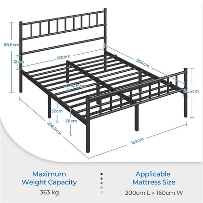 Costoffs Struttura Letto Moderno in Metallo con Testiera e Pediera con Spazio di Archiviazione per Appartamento Camera da Letto