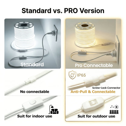 Striscia LED COB IP65 Flessibile 220V/230V, Bianco Caldo e Bianco Freddo, Neon LED in Silicone per Interni ed Esterni, Camera da Letto, Patio, Feste, Fai da Te e Decorazione Casa, per Insegne, Pareti, Bar, Illuminazione Festiva, 2m/20m/30m/50m