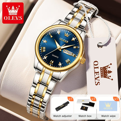OLEVS Orologi da Donna Eleganti e di Lusso per Polso Piccolo, Quadrante Piccolo, Cinturino in Acciaio Inossidabile, Movimento al Quarzo Analogico, Data e Luminosità, Nero/Bianco/Oro/Blu