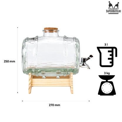 Barile di vetro con rubinetto per PRESENZA ALCOOL BIMBER VODKA VINO Distributore d'acqua