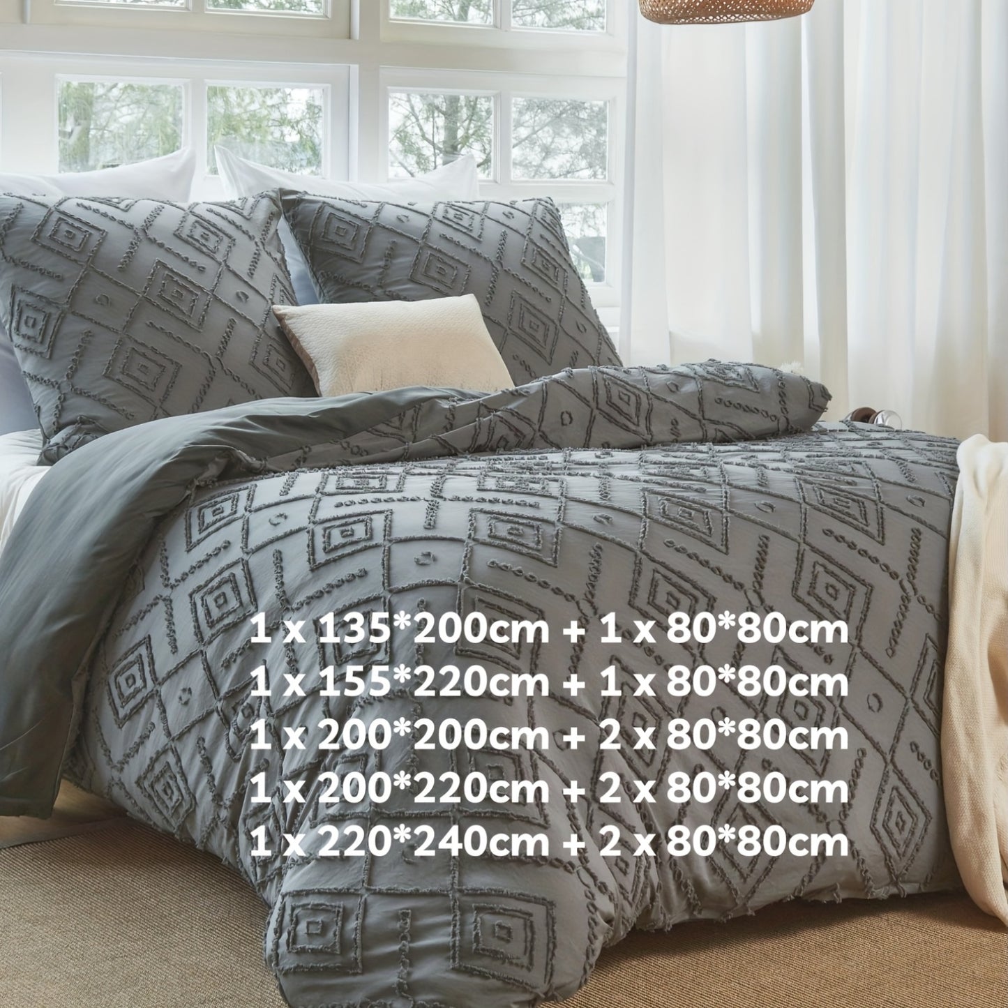 Set copripiumino con federe in jacquard bohémien, 2/3 pezzi, morbido, delicato sulla pelle, confortevole, traspirante, lavabile in lavatrice, chiusura con cerniera, universale per tutte le stagioni, facile, lussuoso, adatto per camere da letto, stanze, ho