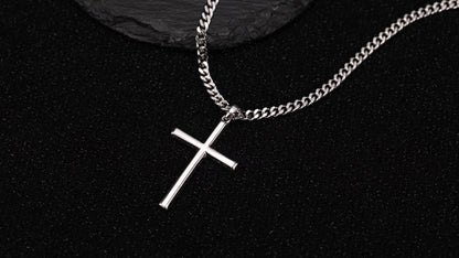 Collana con ciondolo a croce in argento 925 con catena classica, accessori di gioielleria in stile hip-hop per feste, regalo per San, festa del papà, confezione regalo inclusa