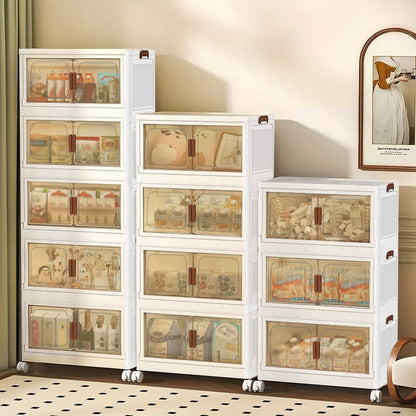 45cm Armadietti Pieghevoli Extra Large con Ruote e Coperchi - Contenitori in Plastica Pieghevoli e Impilabili, Armadietti per la Casa e l'Organizzazione di Elettrodomestici, Contenitori Pieghevoli per Armadi, Camere da Letto, Cucine, Uffici e Decorazione