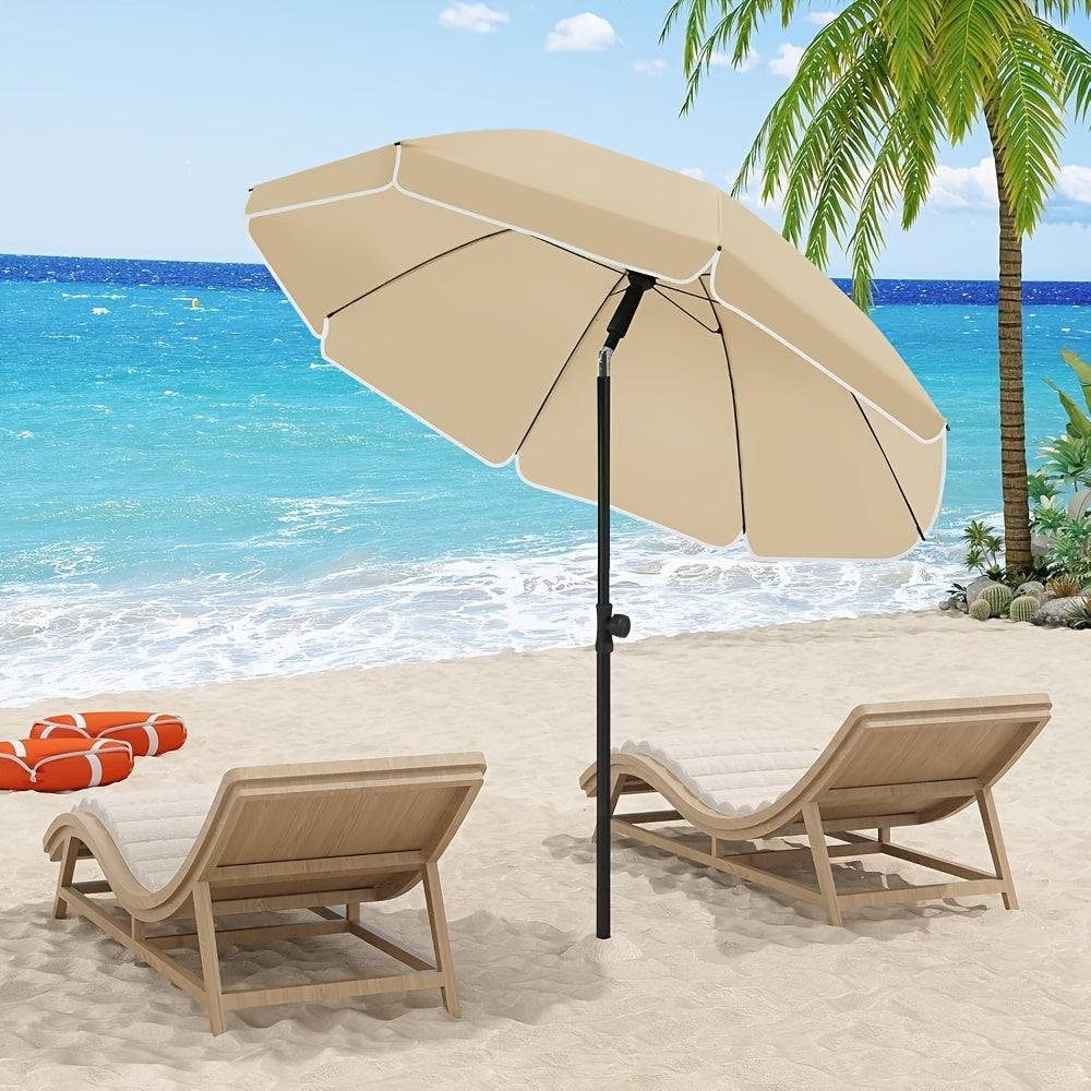 1 ombrellone da spiaggia, ombrello da balcone, protezione UV, ombrello a 8 stecche, stabile, regolabile, pieghevole a 45°, peso 180G/M², blocca efficacemente i raggi UV, portatile, compagno ideale per campeggio e giornate in spiaggia