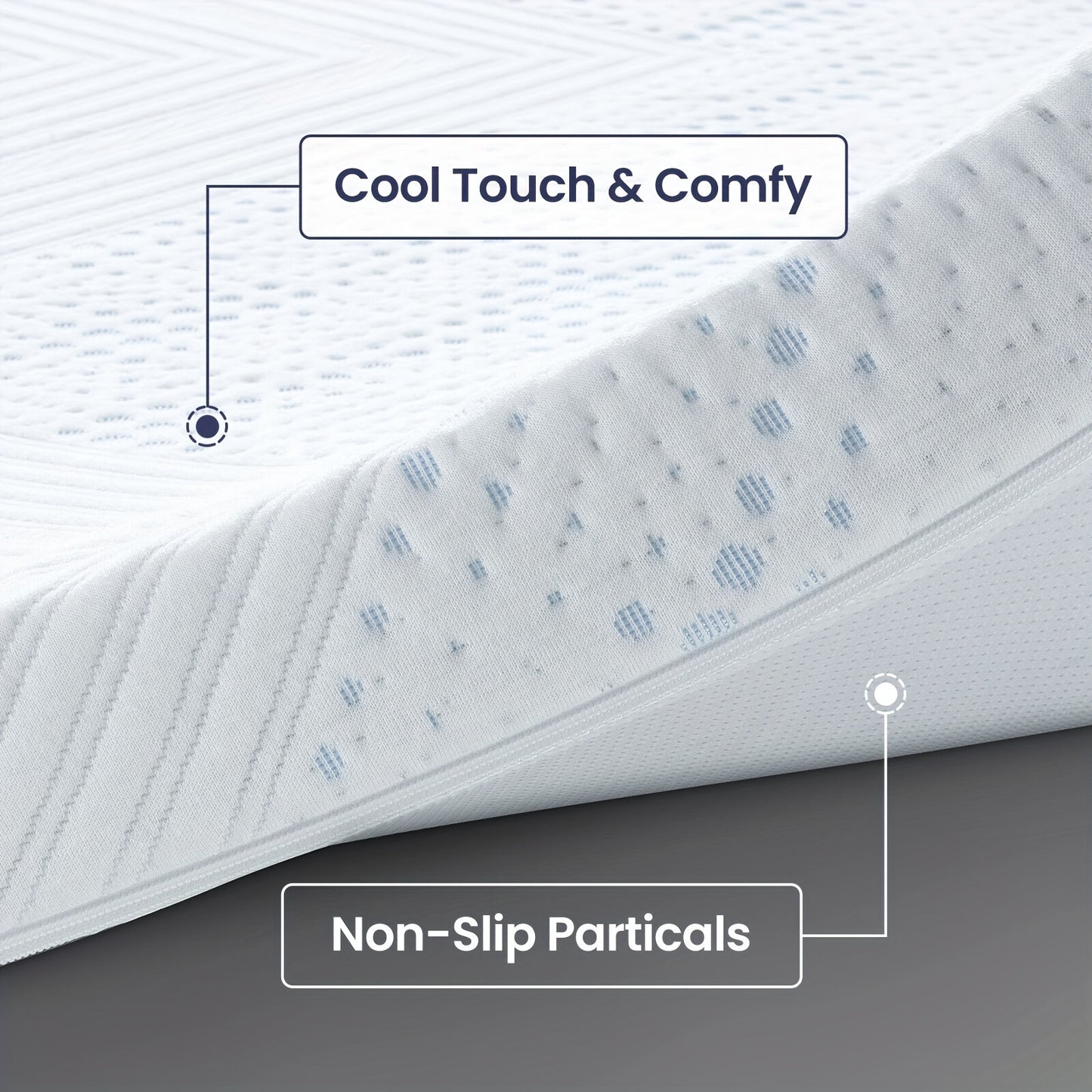 Coprimaterasso Bedstory, Rialzo per Materasso Rigido a Doppio Strato H2 e H3, Altezza 10 cm, Schiuma Fredda Gel Traspirante Confortevole con Fodera Lavabile, Bianco, Traspirante, Confortevole