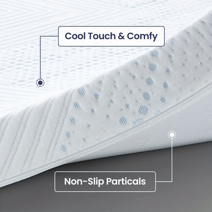 Coprimaterasso Bedstory, Rialzo per Materasso Rigido a Doppio Strato H2 e H3, Altezza 10 cm, Schiuma Fredda Gel Traspirante Confortevole con Fodera Lavabile, Bianco, Traspirante, Confortevole