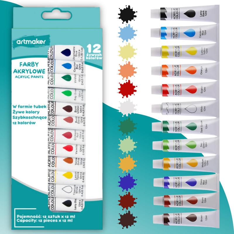 Artmaker XXL Set Completo per Pittura Artistica con Cavalletto in Legno da 50 cm, 6 Tele da 24x30 cm, Set di 12 Colori Acrilici, 10 Pennelli e Tavolozza – Il Regalo Perfetto per Artisti Principianti, Bambini e Adulti per Creare Opere d'Arte di Alta Qualit