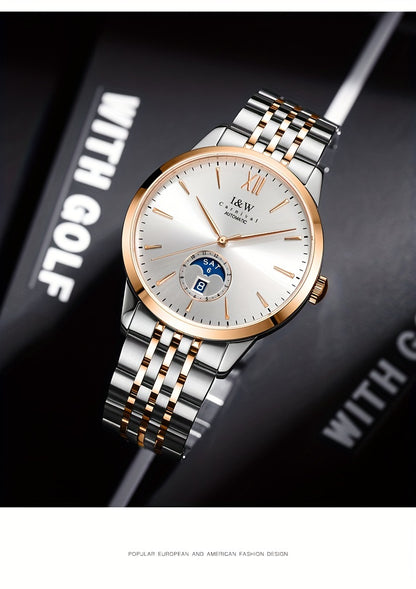 I&W Carnival High-End Brand Orologio Meccanico da Uomo in Acciaio Inossidabile con Mirino in Sapphire, Orologio Sportivo alla Moda da Uomo, Regali per le Vacanze, Senza Batteria