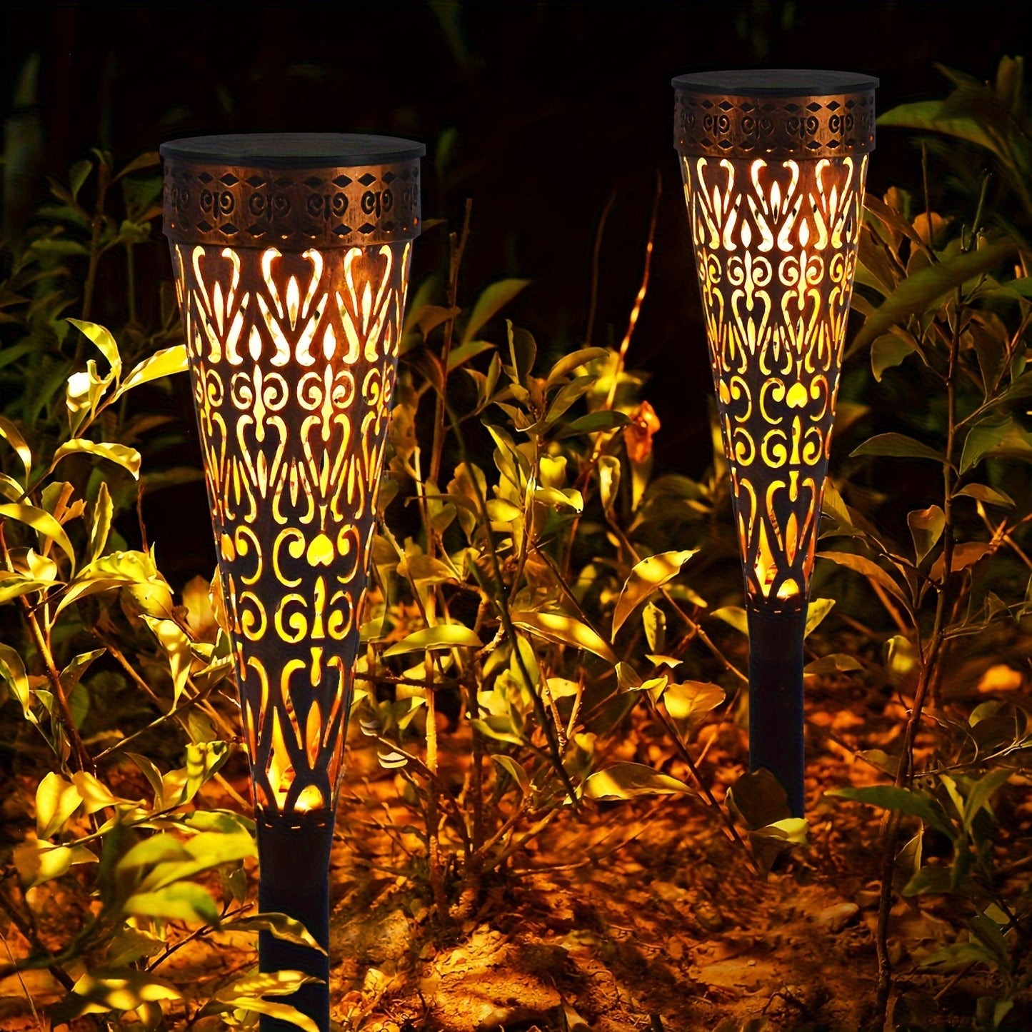 4 Pezzi Luci Solari LED Metalliche per Esterni, IPX5 Luci da Giardino per Illuminazione di Sentieri, Balconi, Terrazze, Prati e Decorazioni Natalizie