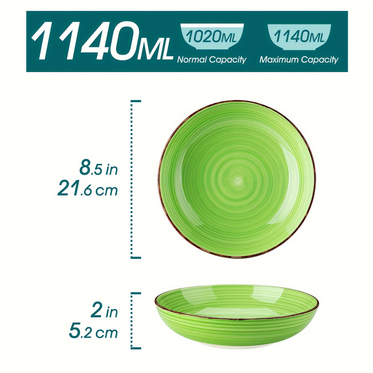ciotole colorate in terracotta, 1140 ml per pasta e servire zuppe – vista dettagliata 2