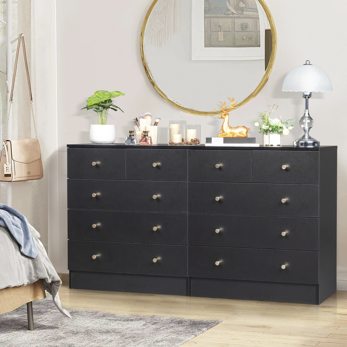 Comò moderno, legno per camera da letto e letto – vista dettagliata 7