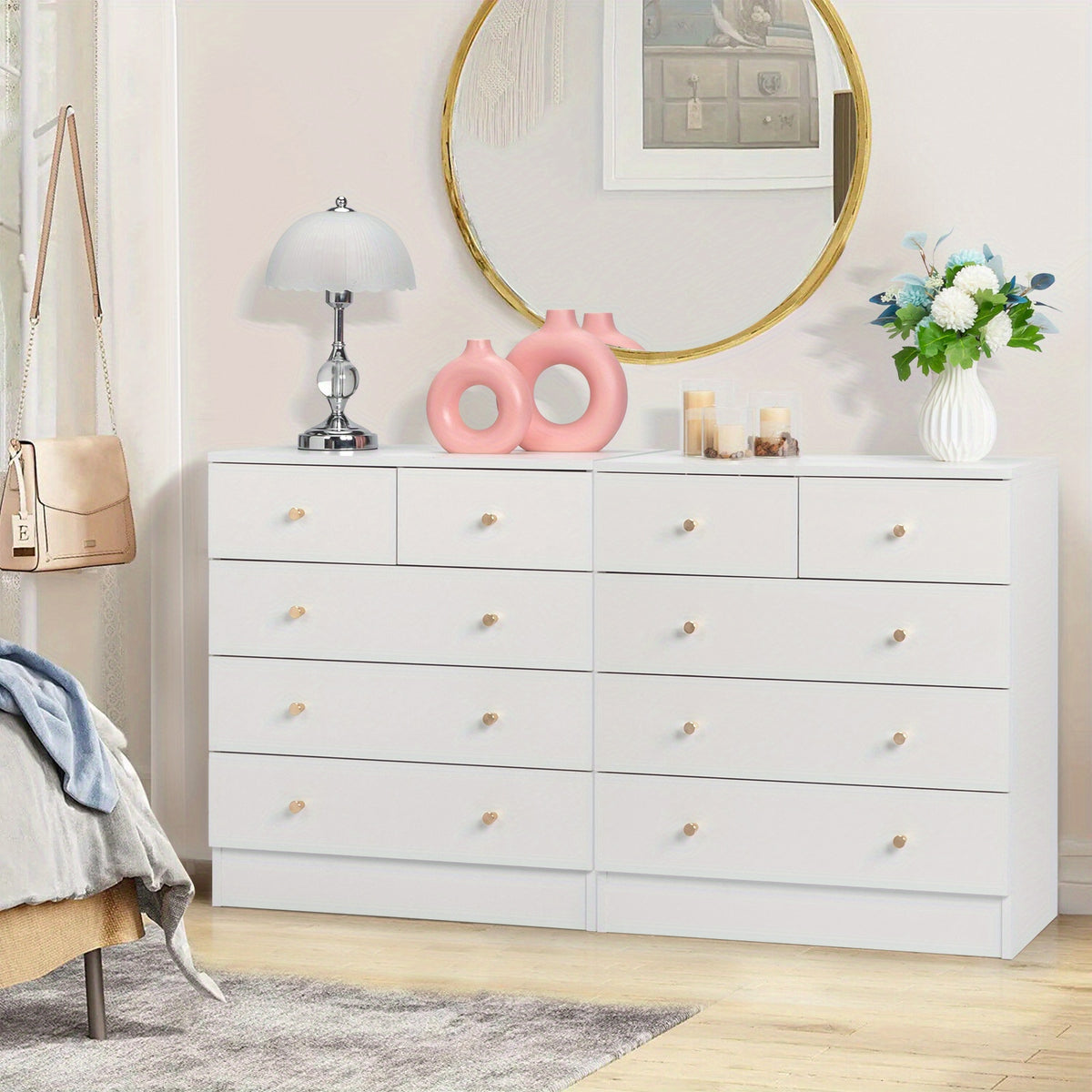 Comò moderno, legno per camera da letto e letto – vista dettagliata 11