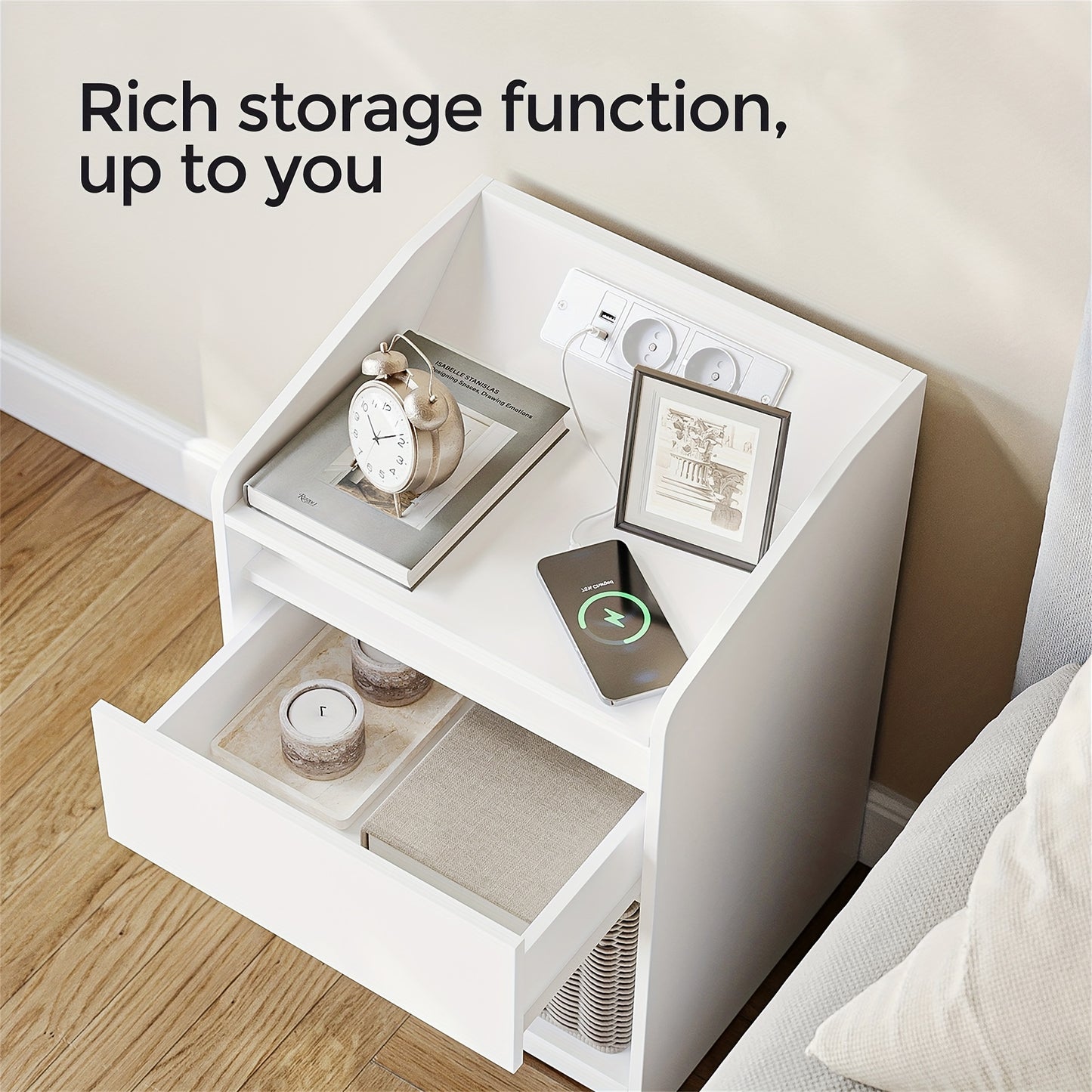 Comodino, 1 cassetto portaoggetti per uso quotidiano – vista dettagliata 8