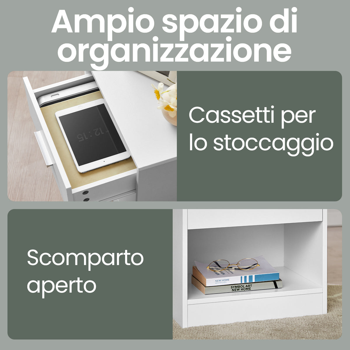Comodino, Bianco Classico per zona giorno – vista dettagliata 2