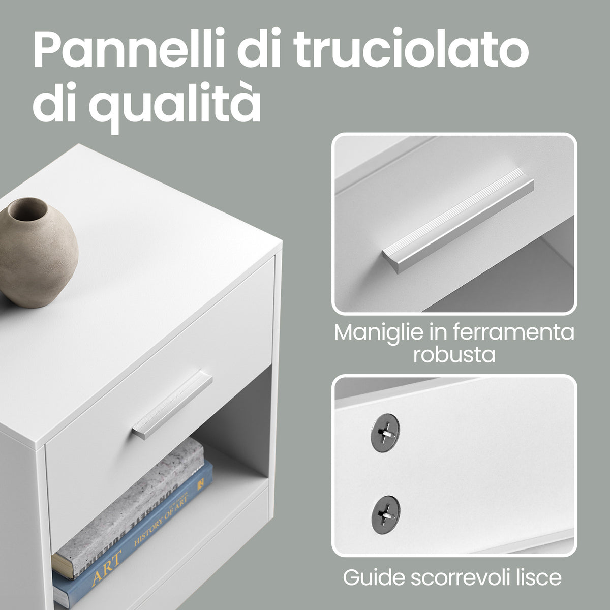 Comodino, Bianco Classico per zona giorno – vista dettagliata 3
