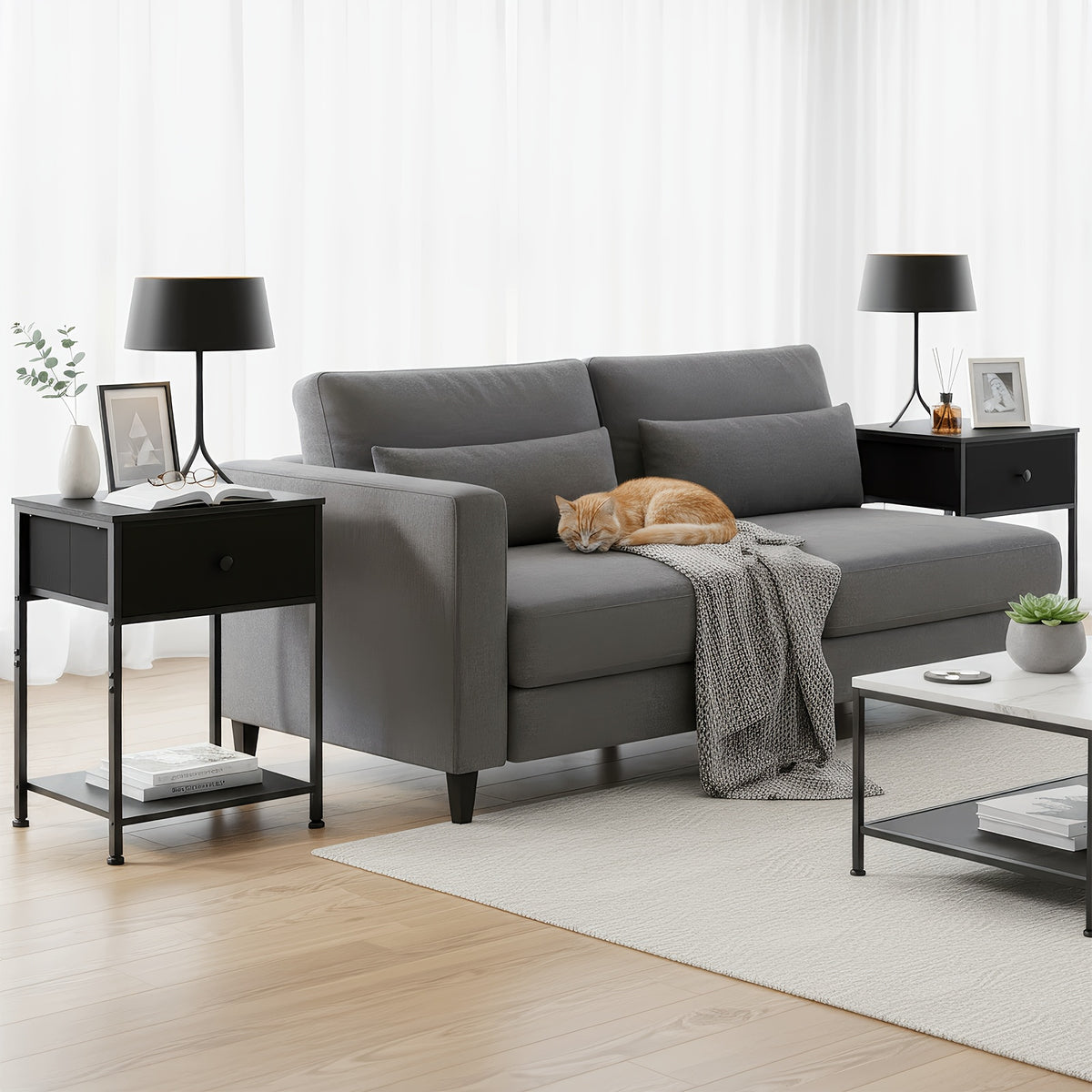 Comodino, Grigio chiaro per uso quotidiano e soggiorno – vista dettagliata 9