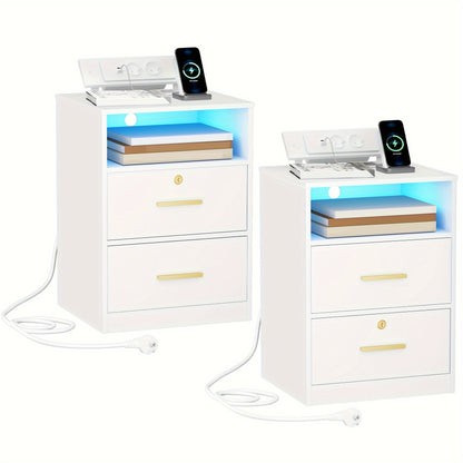 Comodino, Tavolino Laterale con Luci LED per uso quotidiano e camera da letto – vista dettagliata 5