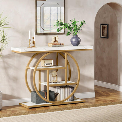 Consolle da Salotto, Bianco Oro per soggiorno – vista dettagliata 6