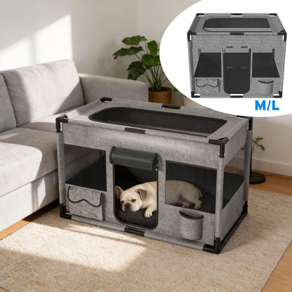 Cuccia Pieghevole Quadrata Grigia, M (84.99*65.0*65.0 cm) per T e animali domestici – vista principale