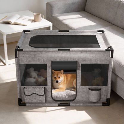 Cuccia Pieghevole Quadrata Grigia, M (84.99*65.0*65.0 cm) per T e animali domestici – vista dettagliata 4