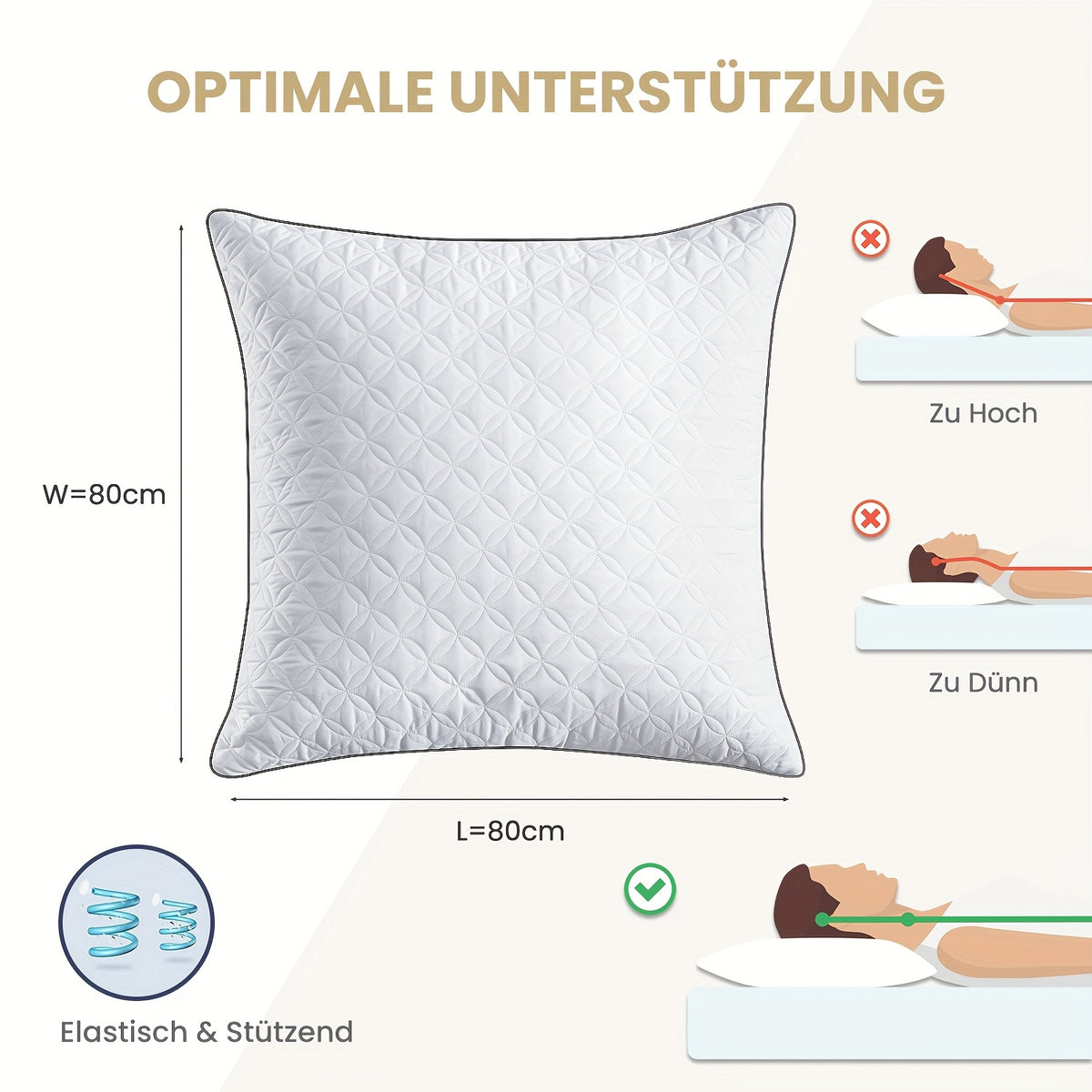 Cuscino cervicale, 80×80CM per supporto cervicale e riposo – vista dettagliata 10