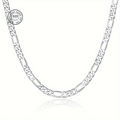 ARTPAGE Catena Argentata 925 Sterling 925 Collana Placcata Argento Moda Figaro Collana Argentata Stile  Fashion Charm Regalo Unisex per Uomini San Valentino Festa del Papà Compleanno Natale con Scatola Regalo