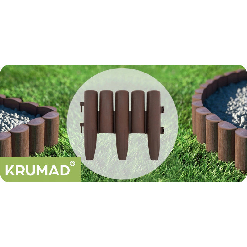 BORDURA DA GIARDINO 280 X 24 CM MARRONE, PALIZZATA IN PLASTICA PER PRATO, BORDURA PER AIUOLE E SENTIERI, RECINZIONE DECORATIVA DA GIARDINO