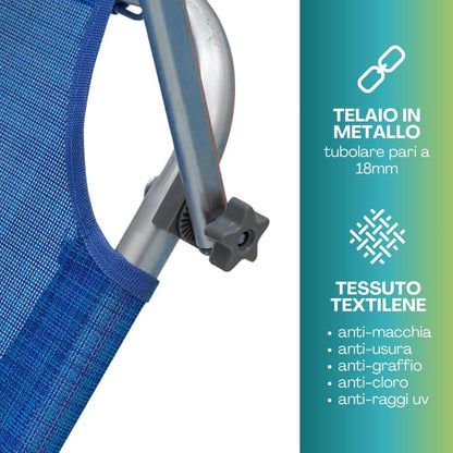 2 Lettini Prendisole Pieghevoli con Tetto Parasole, Misura 180x55x90 cm, Tessuto Textilene, Struttura Metallo Tubolare da 18mm, per Spiaggia, Piscina, Giardino, Peso Max 120kg