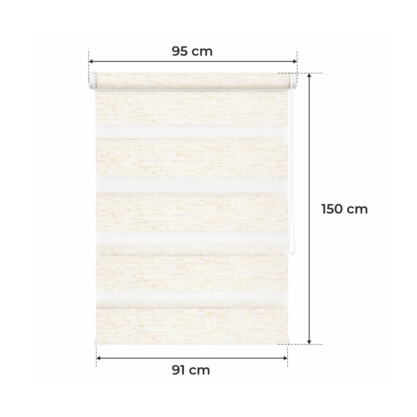 Tenda a Rullo Giorno & Notte - Beige Melange - 32 Misure - BOJANEK Giorno & Notte - Installazione Finestra Non Invasiva, Nessuna Foratura Richiesta, Regolazione a Catena, Supporti Regolabili per Varie Spessori di Finestra, Design Moderno, Protezione dalla