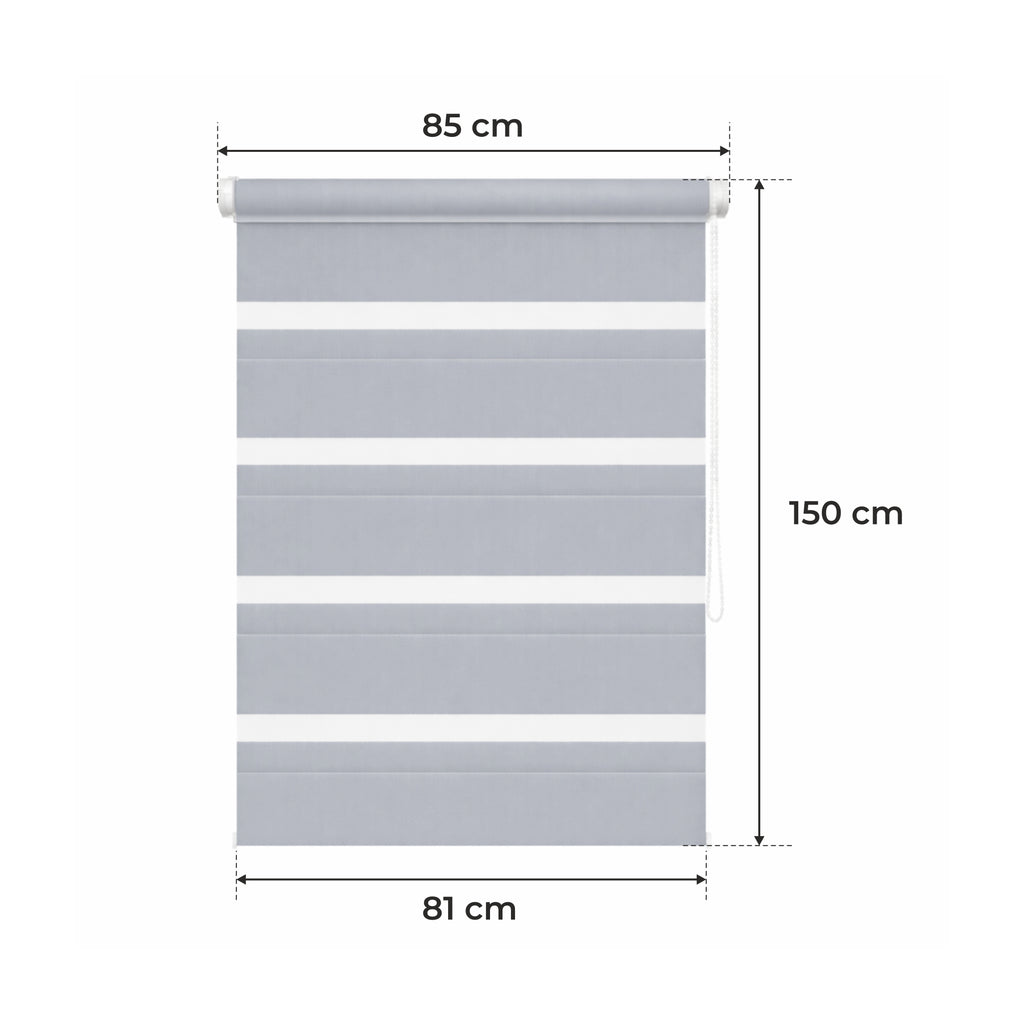 Tenda a Rullo Giorno & Notte - Grigio Chiaro - 32 Misure - BOJANEK Giorno & Notte - Installazione Finestra Non Invasiva, Nessuna Foratura Richiesta, Regolazione a Catena, Supporti Regolabili per Varie Spessori di Finestre, Design Moderno, Protezione dalla